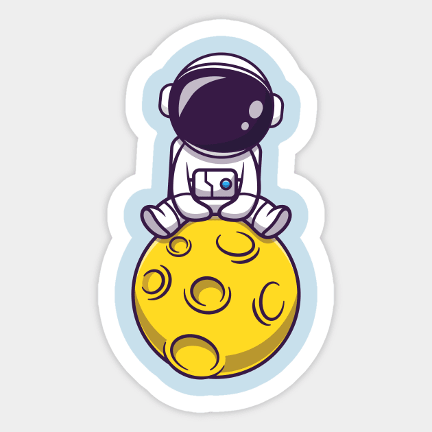 Cute Astronaut Sitting On Moon Cartoon Sticker by Catalyst Labs